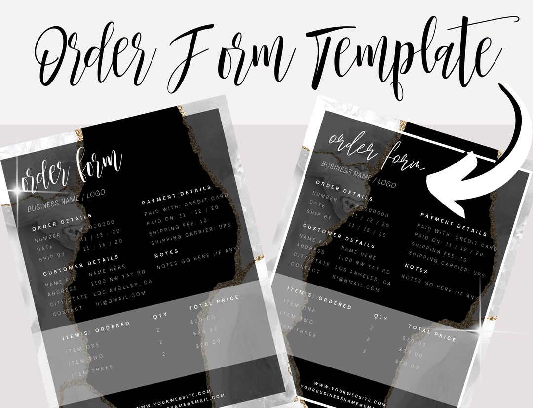 ORDER FORM Template, Editable Etsy Small Business Order Form, Printable ...