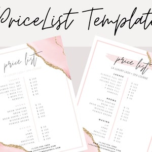 Preislistenvorlage, Make-up-Preisliste, Haarpreisliste, Fotografie, Haar, Spa, Flyer, Business-Preisliste, rosa, bearbeitbar in Canva