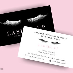 DIY Lash Business Card Canva Template, Personalize/Edit, Beauty Salon Business Cards, Pink Business Cards, Lash Extensions/False Lash Card