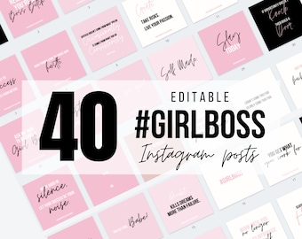 40 Editable Instagram Posts for Girl Bosses | Girl Boss Template, Girl Boss Instagram, Instagram marketing, Instagram, Canva, Editable