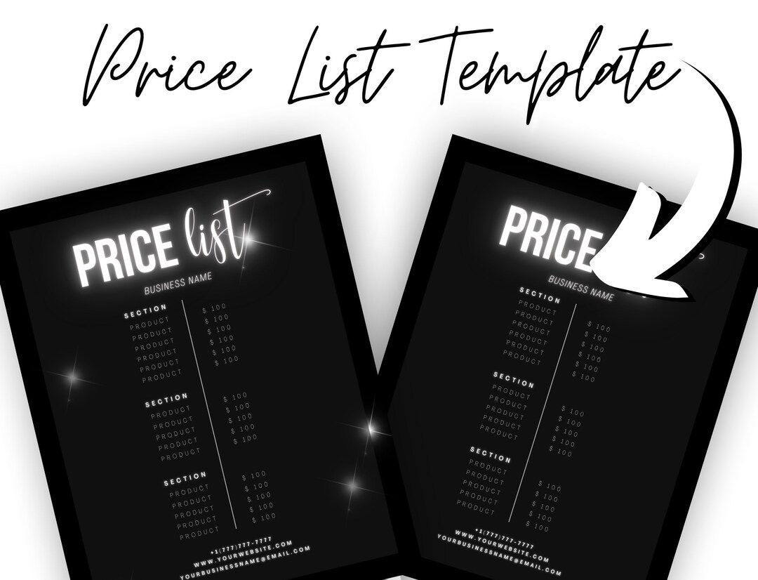 Silver/neon Price List Flyer/product Menu Template Etsy