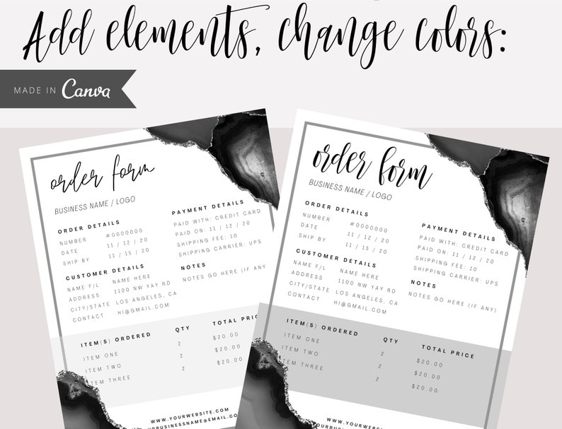 ORDER FORM Template Editable Etsy Small Business Order Form - Etsy