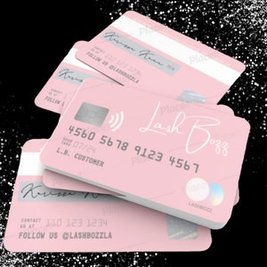 Plantilla Canva de tarjetas de crédito de bricolaje, Personalizar/Editar, Tarjetas de visita de salón de belleza, Tarjetas de visita de oro rosa, Rubor, Rosa, Pastel