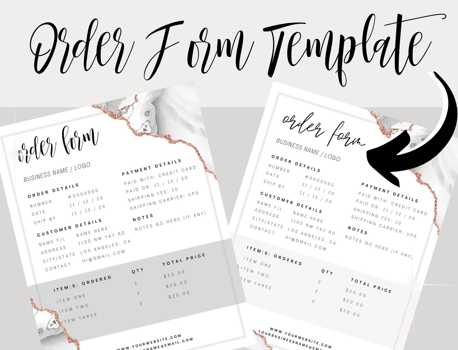 ORDER FORM Template, Editable Etsy Small Business Order Form, Printable ...