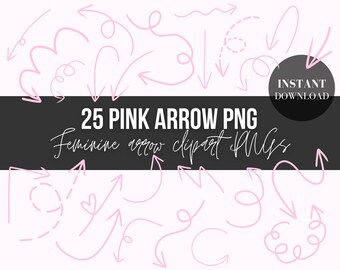 Hand drawn arrows, Pink Arrows PNG Clipart, Transparent Background, Pink Icons, Arrow Clipart, Hand Drawn Icons, Commercial Use