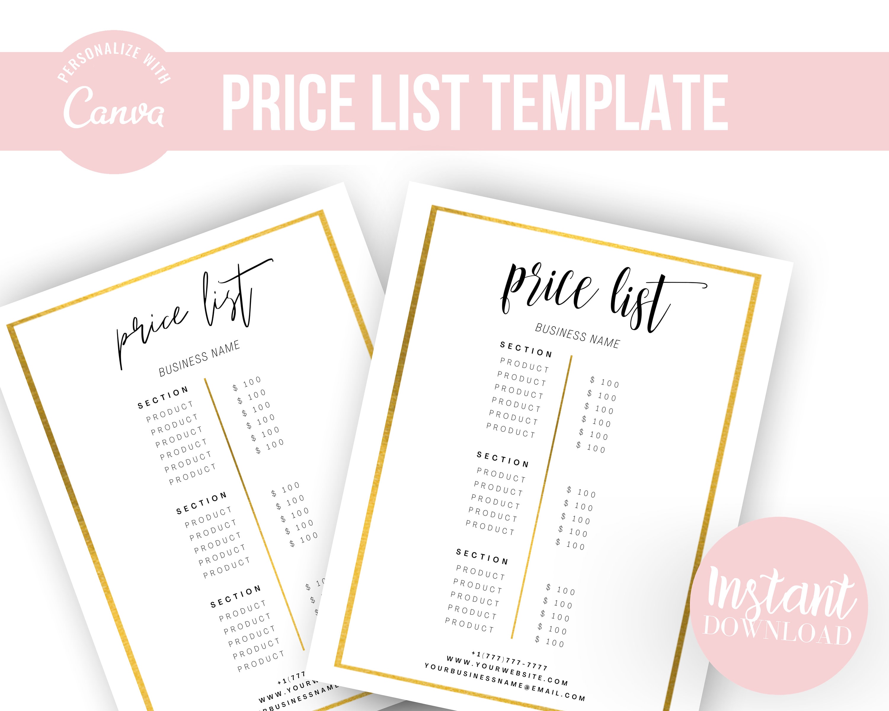 Price List Template - Etsy