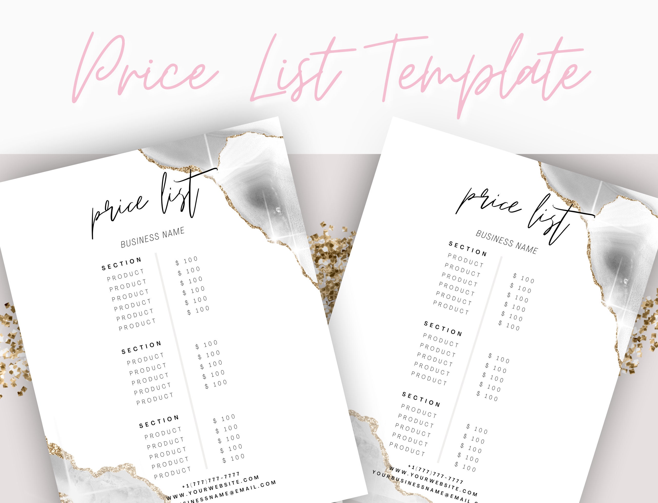 Price List Template: White/gold Makeup Price List Hair Price - Etsy Price List Template: White/gold Makeup Price List Hair Price - Etsy