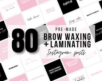 80 Brow Lamination/Waxing Quotes + Posts for Instagram | Pink/Black/White | Editable Salon Quotes | Brow Artist Quotes for Instagram