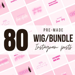 80 Wig/Hair Business Quotes + Posts for Instagram | Pink/White/Neon | Girly Y2K Social Media Content | Wig/Hair/Extension Salon Marketing
