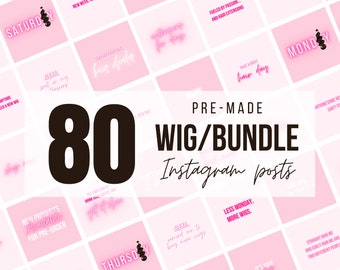 80 Wig/Hair Business Quotes + Posts for Instagram | Pink/White/Neon | Girly Y2K Social Media Content | Wig/Hair/Extension Salon Marketing