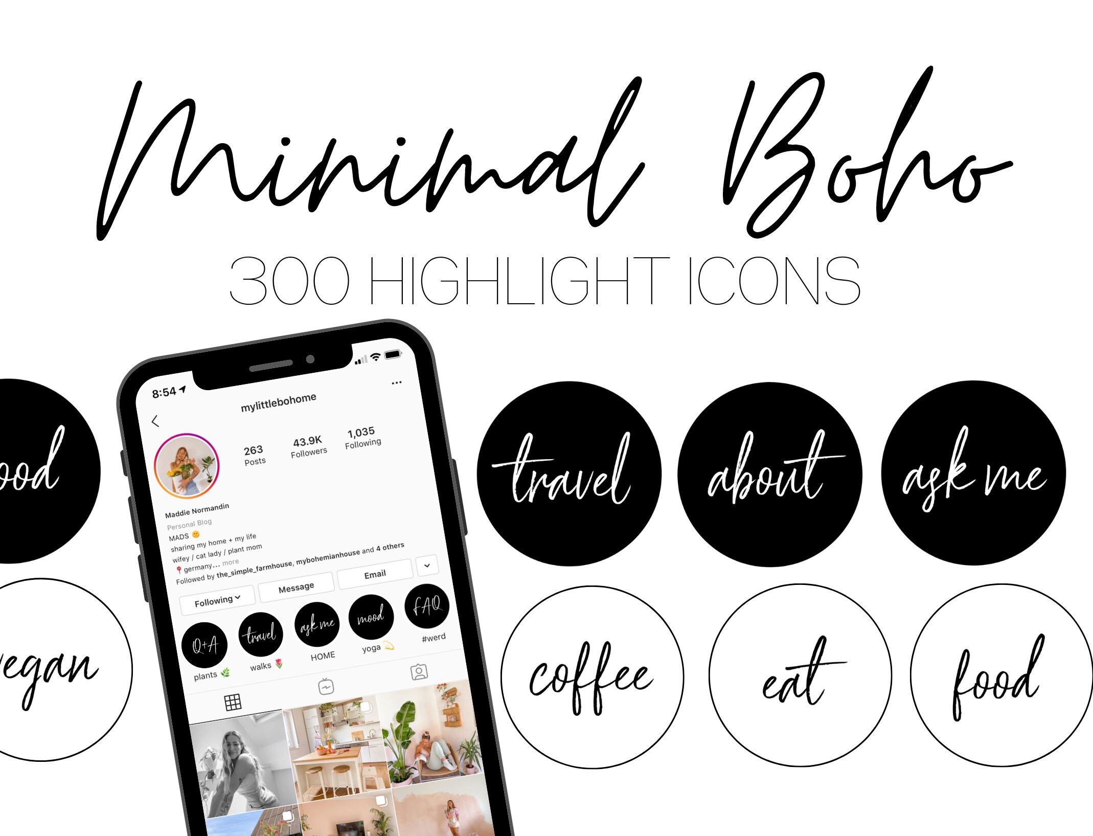 600 Instagram Story Highlight Cover Icons Boho Highlight Covers Words Boho  Natural Script Transparent Background Minimal 