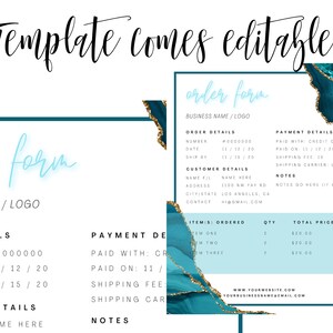 ORDER FORM Template, Editable Etsy Small Business Order Form, Printable ...
