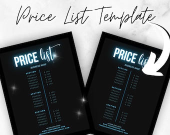DIY Editable Neon Price List Template, Blue and black Makeup Price List, Hair Salon Price List, Glam Flyer, Editable in Canva
