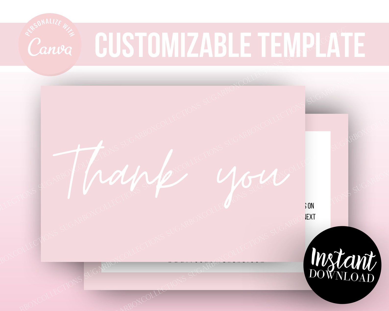 EDITABLE Trendy Thank You Card Template "hey Gorgeous," Feminine Pink ...