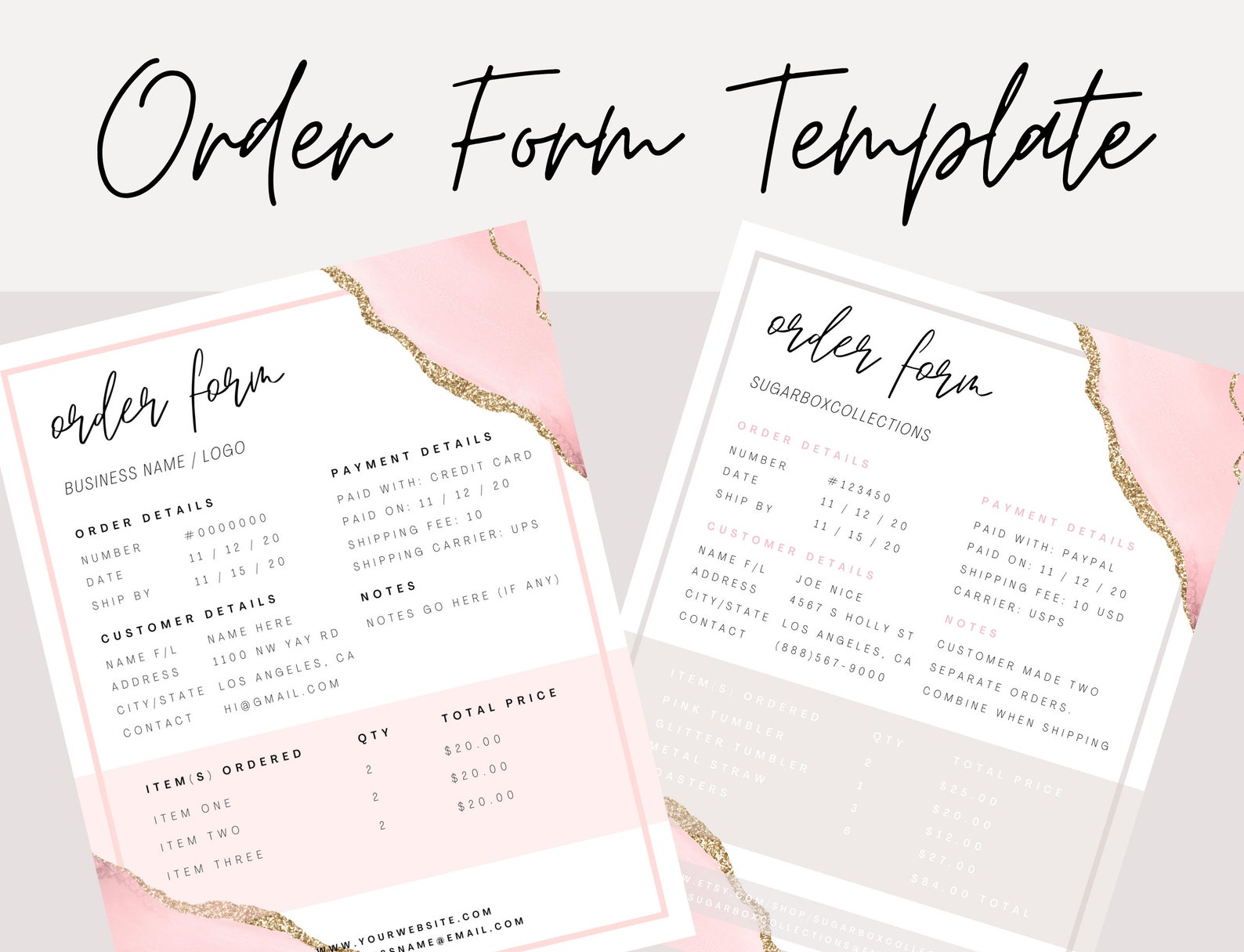 ORDER FORM Template, Editable Etsy Small Business Order Form, Printable ...