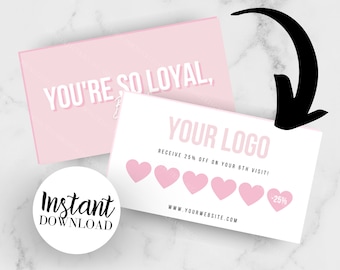 Printable Loyalty Card, Beauty Loyalty Card Template, Editable Rewards Card, Trendy Loyalty Card, Customer Rewards Card, Canva Template