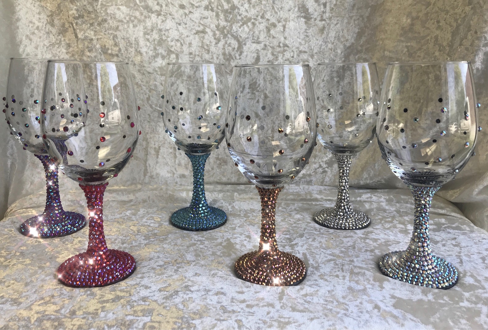 Blingedout Wine Glass Blue Iridescent Bachelorette Party Etsy