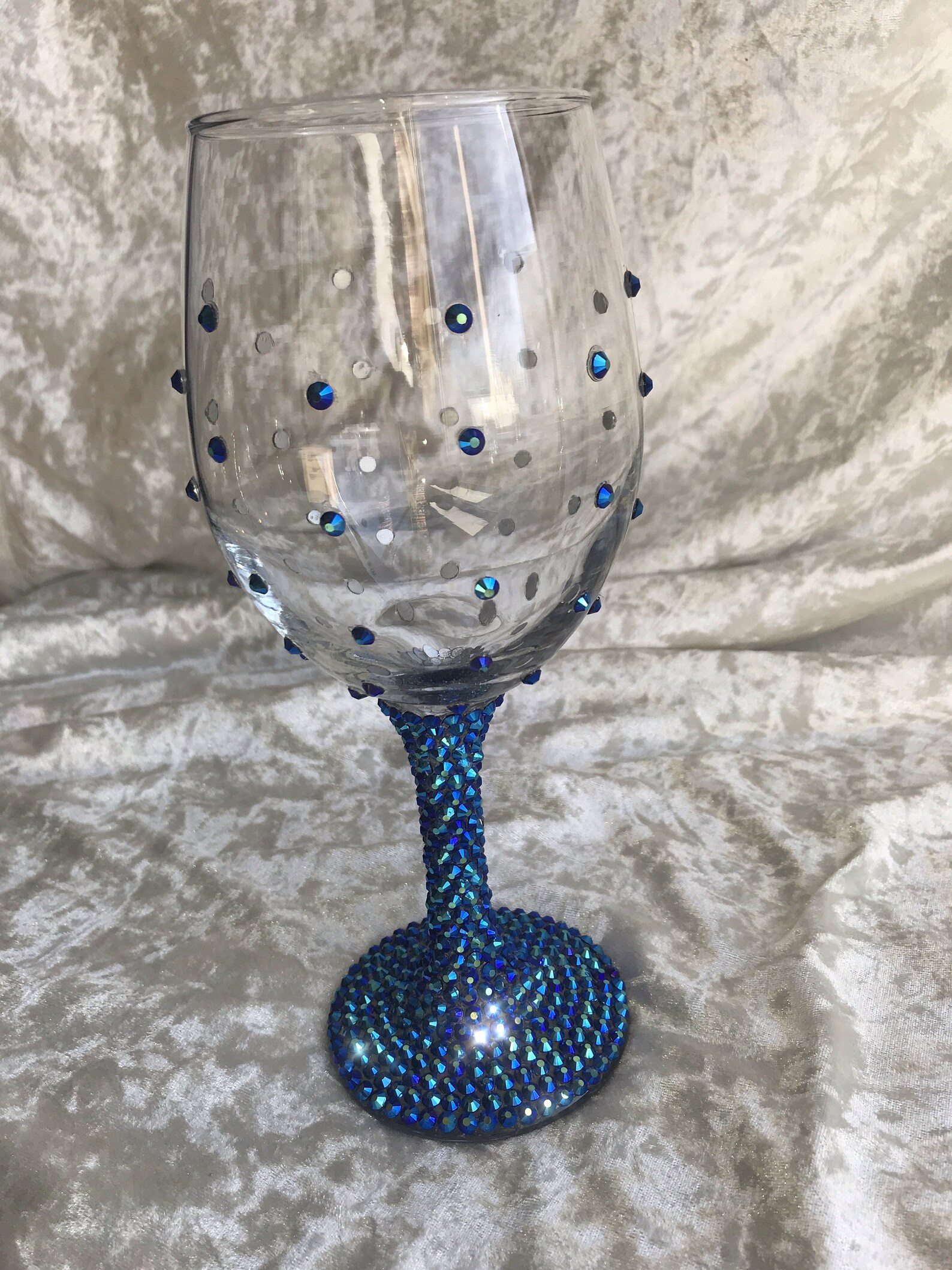 Blingedout Wine Glass Blue Iridescent Bachelorette Party Etsy