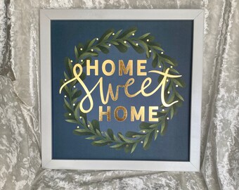 Home Sweet Home, farmhouse wall decor, modern wall art with wreath