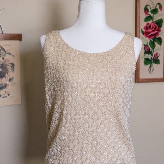 Vintage 1950’s Hand Beaded Sleeveless Top |Vintage