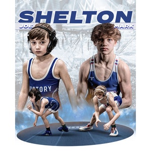 Wrestling SPORTS 2 Sibling Poster TEMPLATE 16x20 inch 300dpi Photoshop Digital Download banner Senior Sports poster Senior Banner design PSD