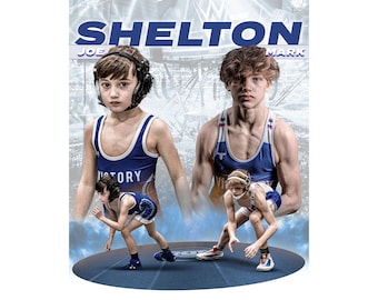 Wrestling SPORTS 2 Sibling Poster TEMPLATE 16x20 inch 300dpi Photoshop Digital Download banner Senior Sports poster Senior Banner design PSD