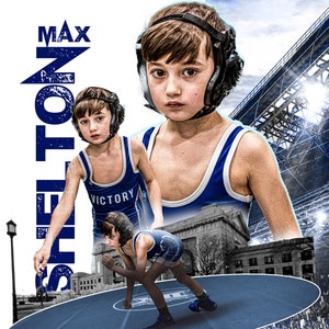 Modelo de pôster de esportes de luta livre 16 x 20 polegadas 300 dpi Photoshop Digital Baixar banner Pôster de esportes para idosos Design de banner para idosos PSD