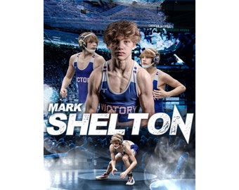 SZABLON plakatu Wrestling SPORTS 16 x 20 cali 300 dpi Photoshop Digital Download baner Senior Sports plakat Senior Banner design PSD