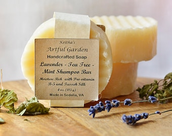 Lavender-Tea Tree-Mint Shampoo Bar---super sudsy and filled with skin and hair loving ingredients !