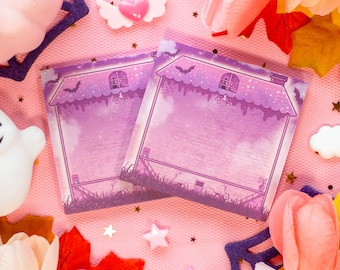 Haunted House Spooky Halloween ästhetique Sticky Note Memo Pad | Kawaii Ästhetik