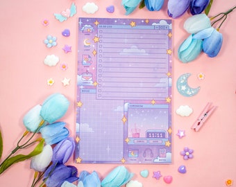 Study Night Planner Pad | Kawaii Art Aesthetic Stationery