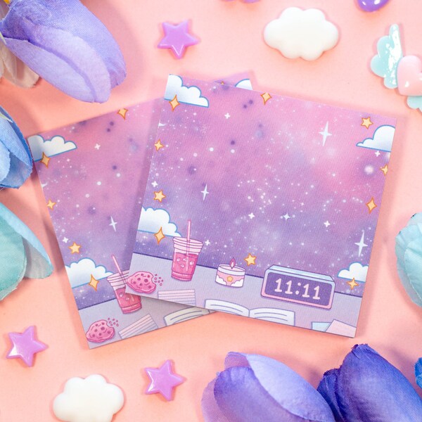 Study Night Sticky Note | Aesthetic Cute Kawaii Stationery