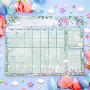 Botanical Bliss Monthly Planner Pad | 24 pages Dreamy Cute Aesthetic Stationery Note Pad