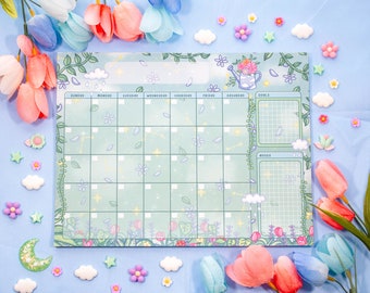 Botanical Bliss Monthly Planner Pad | 24 pages Dreamy Cute Aesthetic Stationery Note Pad