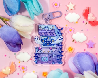 Ghost Arcade Aesthetic Cute Acrylic Charm Keychain