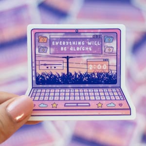 Laptop-niedlicher ästhetischer Vinyl-Aufkleber | Wasserdicht, Wasserflasche, Kawaii-Aufkleber