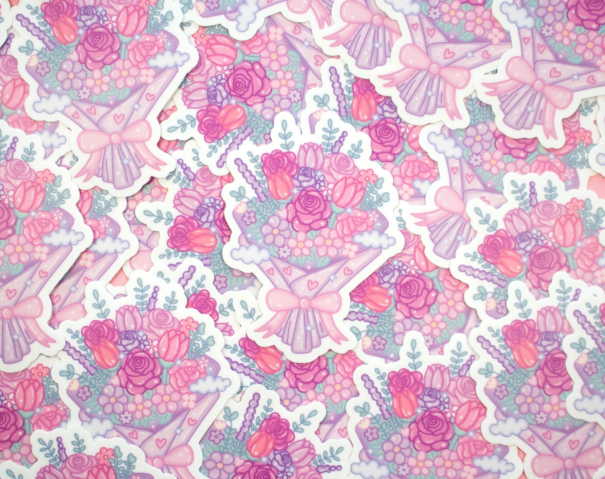 Flower Bouquet Cute Aesthetic Vinyl Sticker - Etsy