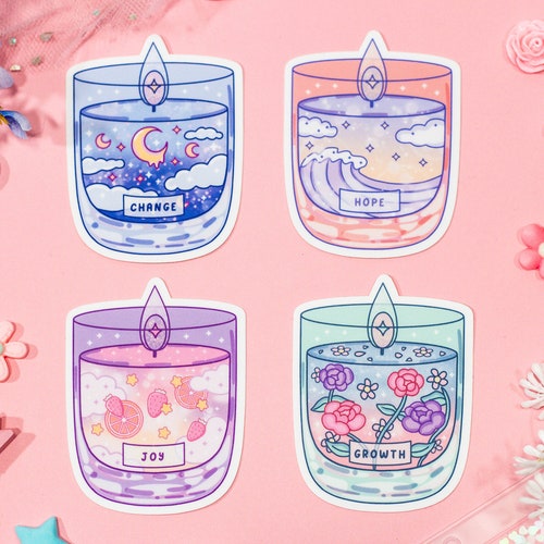 Affirmation Candles Cute Aesthetic Vinyl Stickers