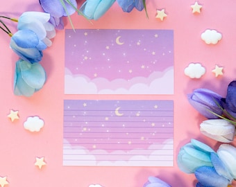 Starry Clouds Note Cards | Kawaii Aesthetic Stationery Index Note Cards