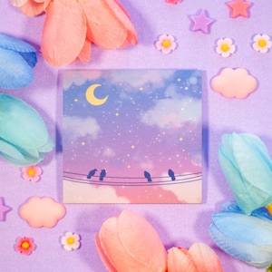 Notas adhesivas de pájaros / Estética kawaii de ensueño