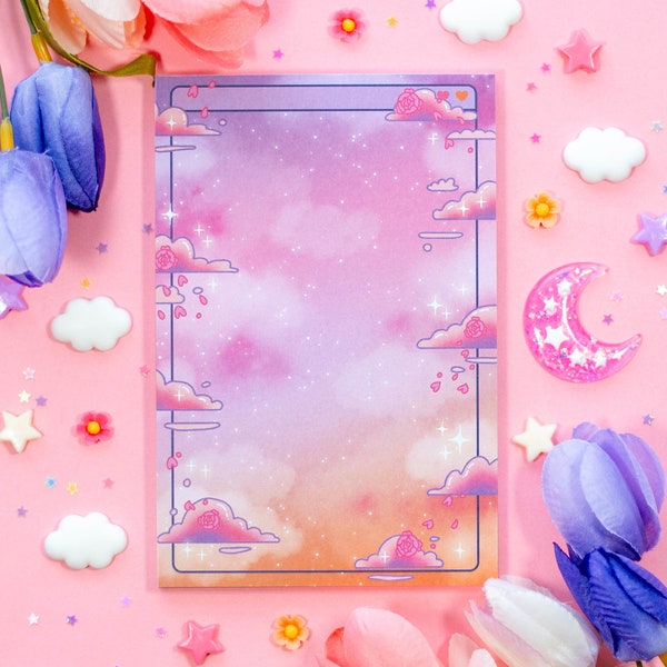 Rose Sky Aesthetic Cute Memo Notepad