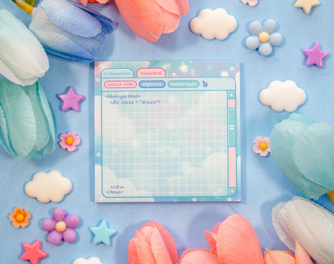 Soft Systems Coding STEM Aesthetic Sticky Note Memo Pad | Kawaii ...