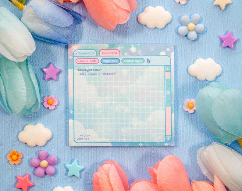 Soft Systems Coding STEM Aesthetic Sticky Note Memo Pad | Kawaii ...