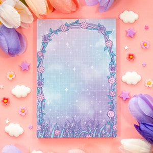 Secret Garden Notepad |  Floral Dreamy Kawaii Aesthetic Cute Stationery Gifts