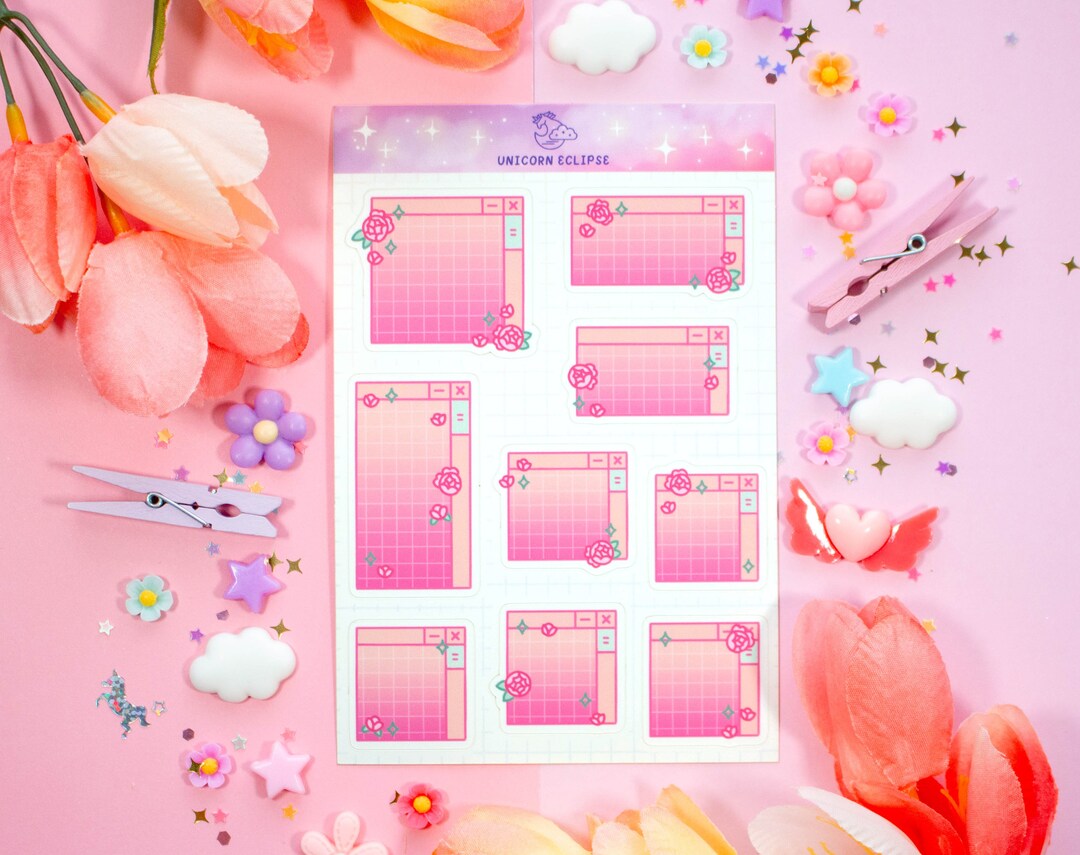 Rose Notes Sticker Sheet Planner Stickers, Kawaii Stickers - Etsy