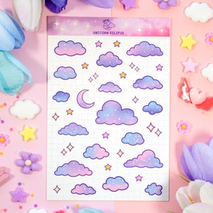 Clouds Aesthetic Cute Planner Sticker Sheet