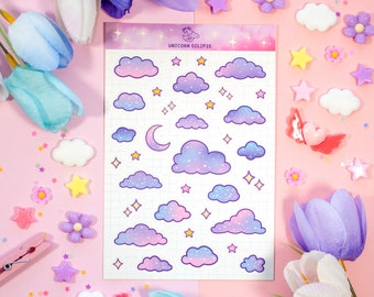 Clouds Aesthetic Cute Planner Sticker Sheet