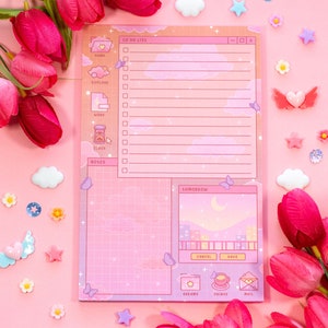 Digital Dreamscape Daily Planner Pad | Kawaii Art Cute Aesthetic Stationery Office Supplies Gift