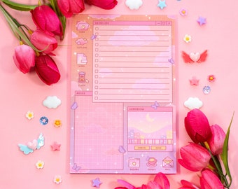 Digital Dreamscape Daily Planner Pad | Kawaii Art Cute Aesthetic Stationery Office Supplies Gift