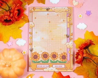 Sunflower Dreams Window Notepad | Cute Dreamy Kawaii Aesthetic Stationery Memo Pad